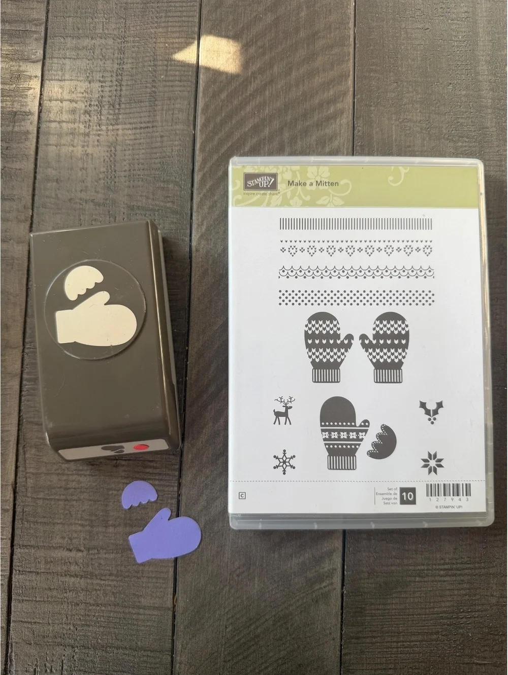 Stampin’ Up Make a Mitten stamp set with matching shape punch